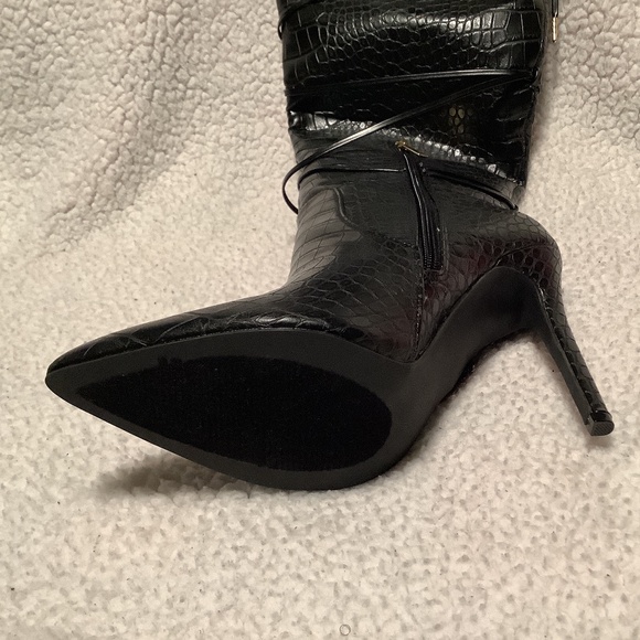 Shoedazzle Sheryl Faux Fur Stiletto Knee-High Heeled Boot - Picture 6 of 13